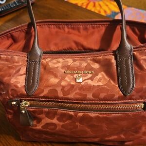 Michael Kors Red and Brown Leopard Tote